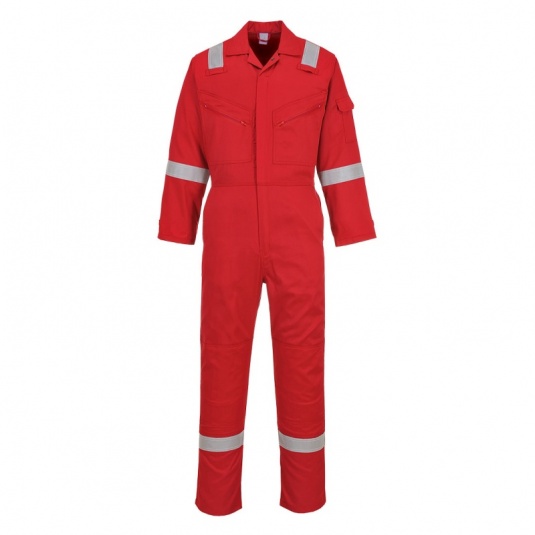 Portwest C814 Red Iona Cotton Coveralls with Reflective Stripes
